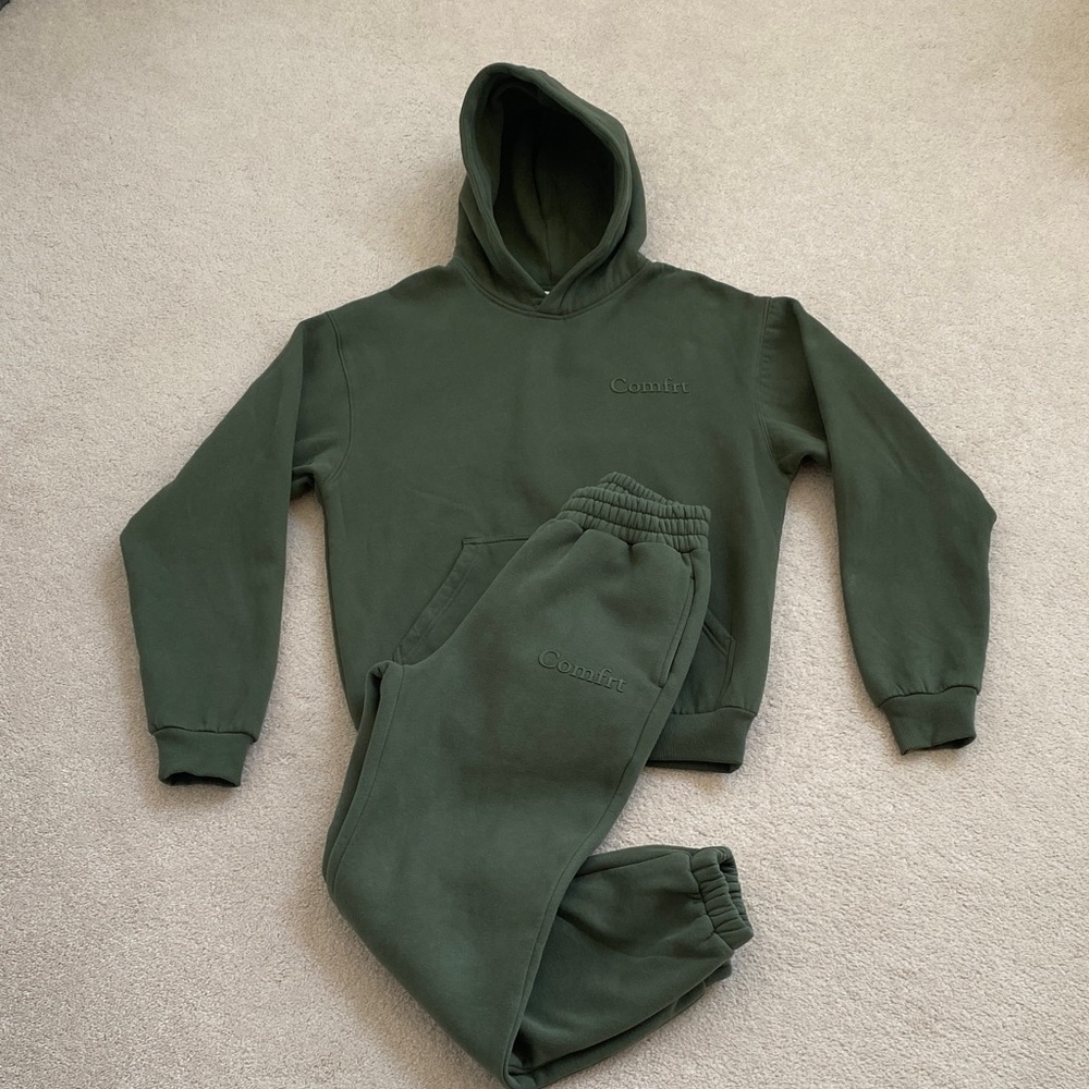 Comfrt Olive Green Hoodie & Jogger Set Size Small